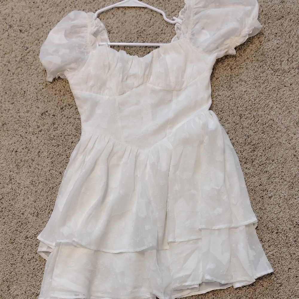 SHEIN White Puff Sleeve Dress